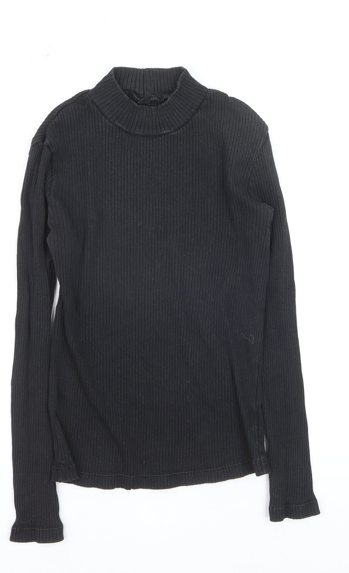 Uniqlo Women's Black Ribbed Mock Neck Long Sleeve Top Size S