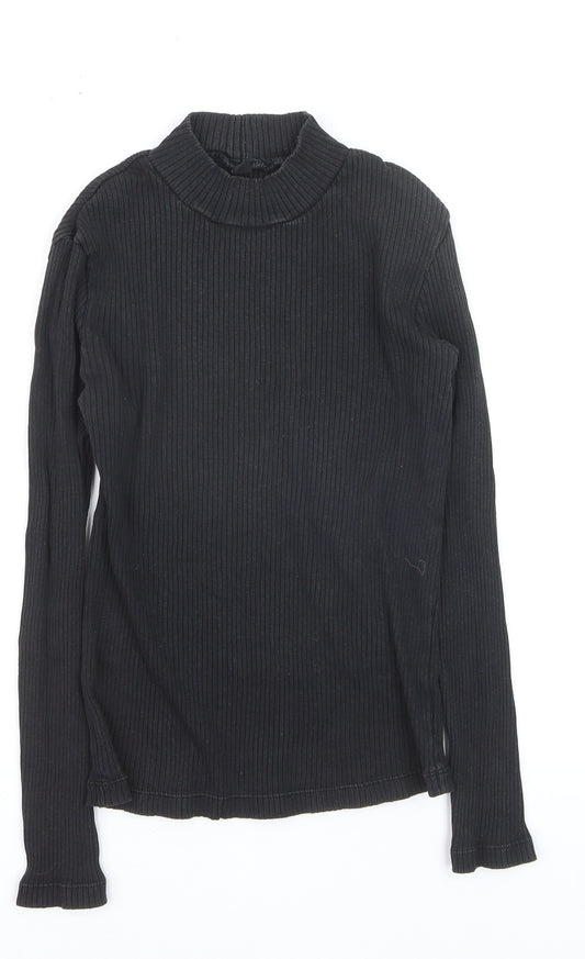 Uniqlo Women's Black Ribbed Mock Neck Long Sleeve Top Size S