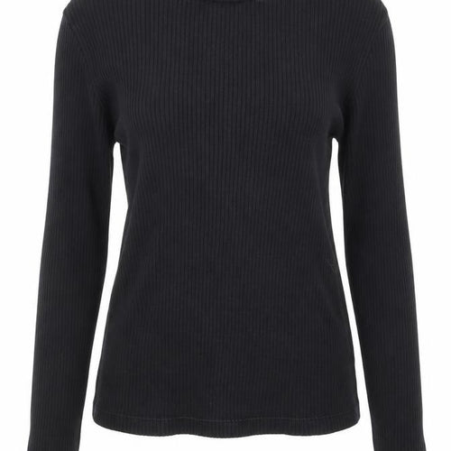 Uniqlo Women's Black Ribbed Mock Neck Long Sleeve Top Size S