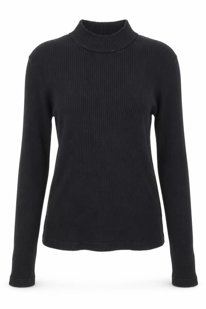 Uniqlo Women's Black Ribbed Mock Neck Long Sleeve Top Size S