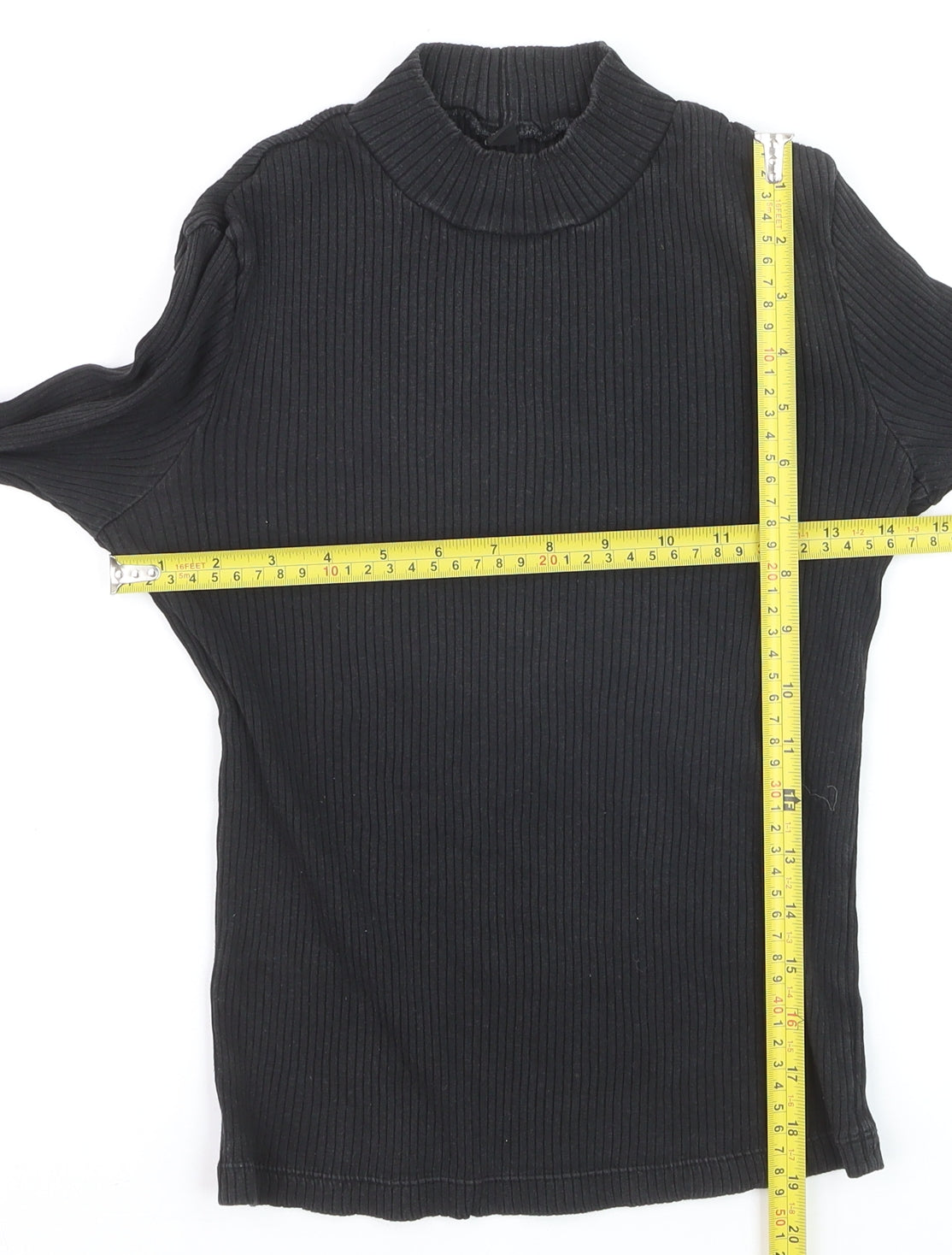 Uniqlo Women's Black Ribbed Mock Neck Long Sleeve Top Size S