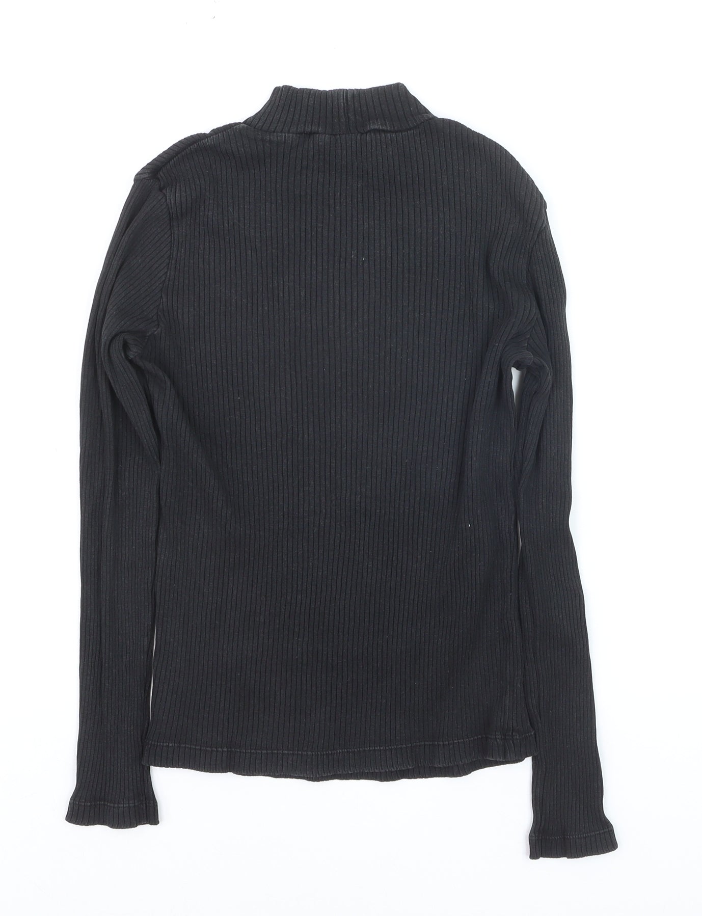 Uniqlo Women's Black Ribbed Mock Neck Long Sleeve Top Size S
