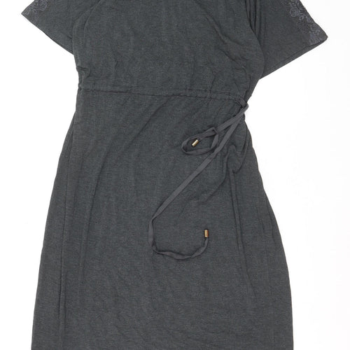 Marks and Spencer Women’s Grey T-Shirt Dress Size 16 Belted Jersey Short Sleeve