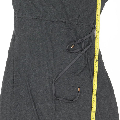 Marks and Spencer Women’s Grey T-Shirt Dress Size 16 Belted Jersey Short Sleeve