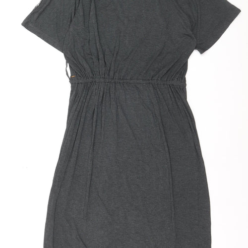 Marks and Spencer Women’s Grey T-Shirt Dress Size 16 Belted Jersey Short Sleeve