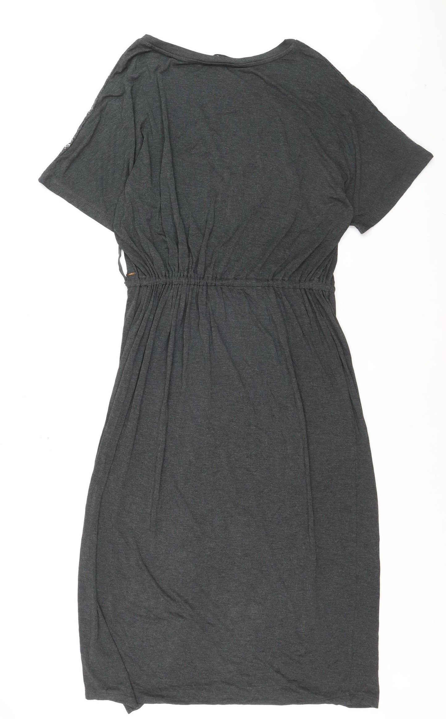 Marks and Spencer Women’s Grey T-Shirt Dress Size 16 Belted Jersey Short Sleeve
