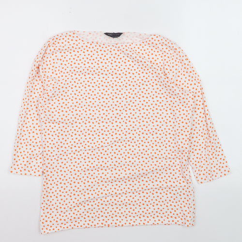 Marks and Spencer Women’s White Orange Polka Dot 3/4 Sleeve T-Shirt Size 14