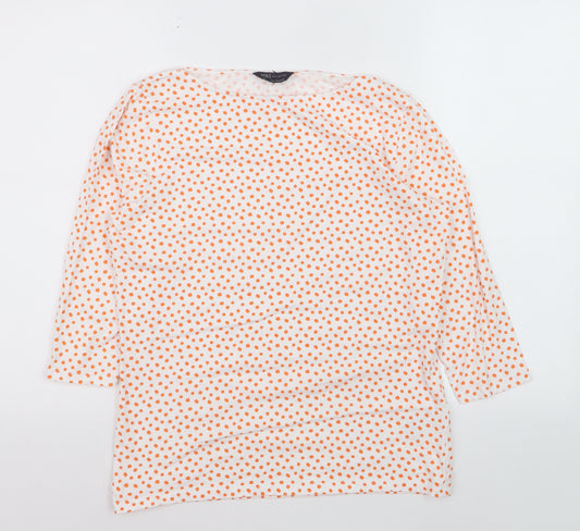 Marks and Spencer Women’s White Orange Polka Dot 3/4 Sleeve T-Shirt Size 14