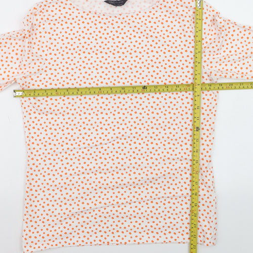 Marks and Spencer Women’s White Orange Polka Dot 3/4 Sleeve T-Shirt Size 14