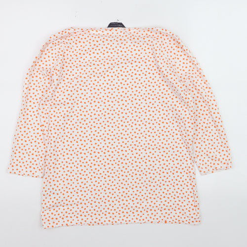Marks and Spencer Women’s White Orange Polka Dot 3/4 Sleeve T-Shirt Size 14