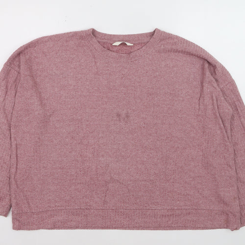 Marks and Spencer Women Pink XL Relaxed 3/4 Sleeve Basic T-Shirt
