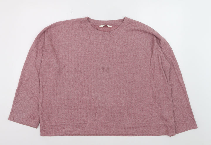 Marks and Spencer Women Pink XL Relaxed 3/4 Sleeve Basic T-Shirt