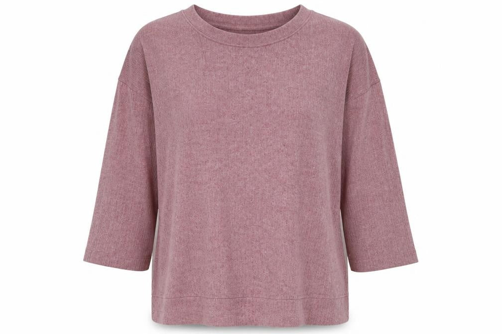 Marks and Spencer Women Pink XL Relaxed 3/4 Sleeve Basic T-Shirt