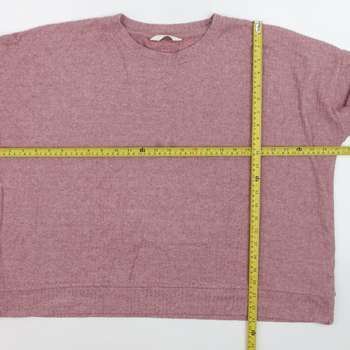 Marks and Spencer Women Pink XL Relaxed 3/4 Sleeve Basic T-Shirt
