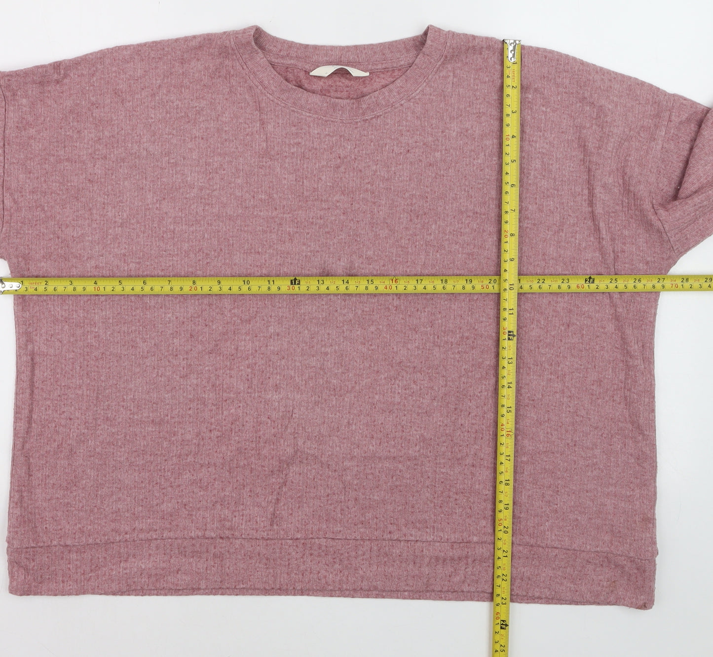 Marks and Spencer Women Pink XL Relaxed 3/4 Sleeve Basic T-Shirt