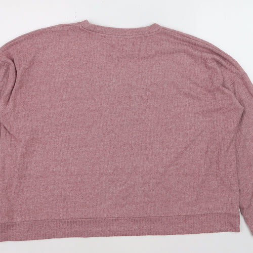 Marks and Spencer Women Pink XL Relaxed 3/4 Sleeve Basic T-Shirt