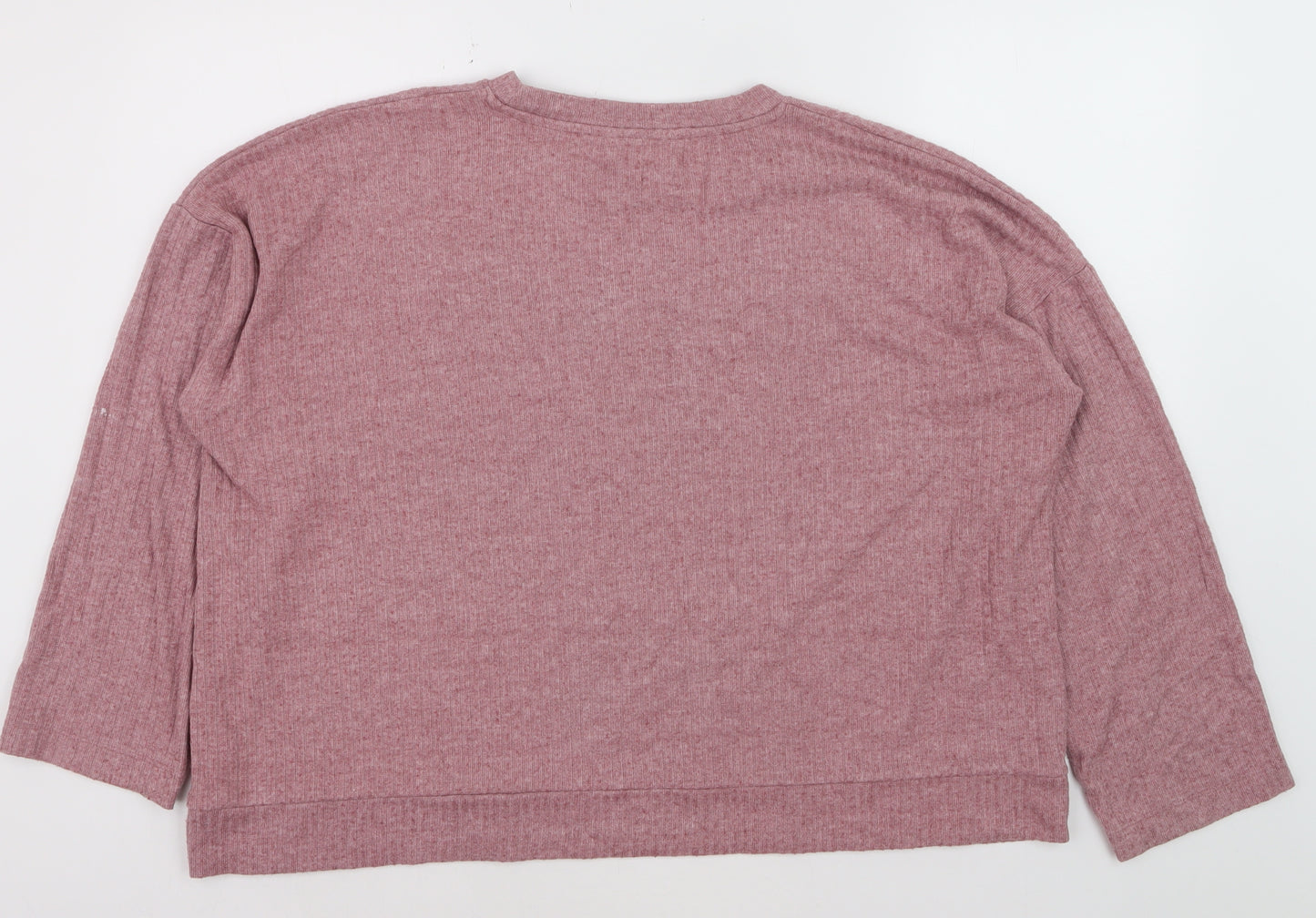Marks and Spencer Women Pink XL Relaxed 3/4 Sleeve Basic T-Shirt