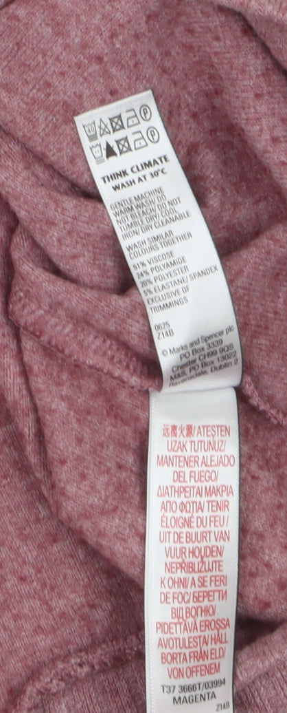Marks and Spencer Women Pink XL Relaxed 3/4 Sleeve Basic T-Shirt