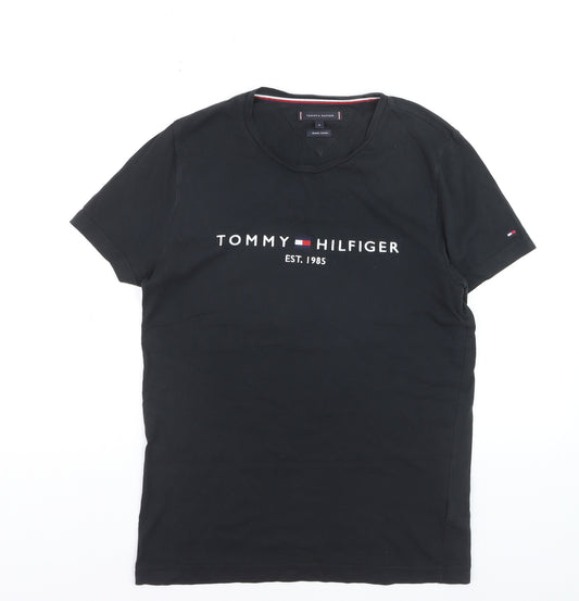 Tommy Hilfiger Men's Black Logo Organic Cotton T-Shirt Size M