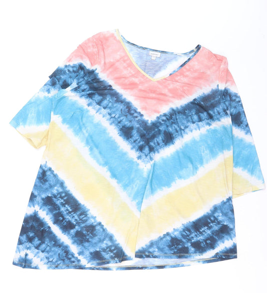 Avenue Women’s Multicoloured Tie Dye V-Neck Tunic Top Size 22