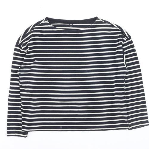 Uniqlo Womens Blue Striped Long Sleeve Cotton Jersey T-Shirt Size S