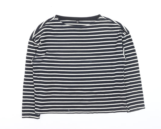 Uniqlo Womens Blue Striped Long Sleeve Cotton Jersey T-Shirt Size S