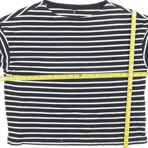 Uniqlo Womens Blue Striped Long Sleeve Cotton Jersey T-Shirt Size S