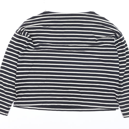 Uniqlo Womens Blue Striped Long Sleeve Cotton Jersey T-Shirt Size S