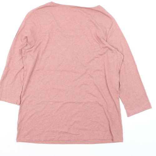 FatFace Women’s Pink 3/4 Sleeve Basic Scoop Neck T-Shirt Size 18