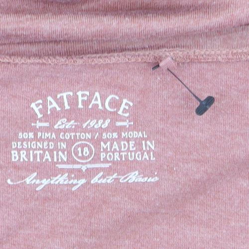 FatFace Women’s Pink 3/4 Sleeve Basic Scoop Neck T-Shirt Size 18