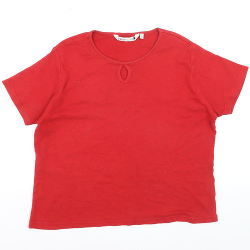 EWM Women Red Cotton Short Sleeve Basic T-Shirt Size 18