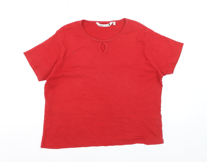 EWM Women Red Cotton Short Sleeve Basic T-Shirt Size 18
