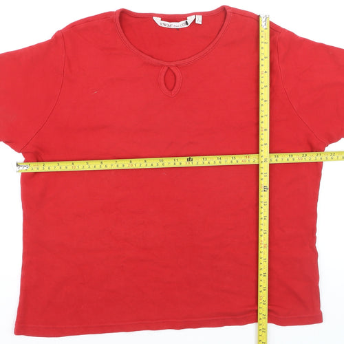 EWM Women Red Cotton Short Sleeve Basic T-Shirt Size 18