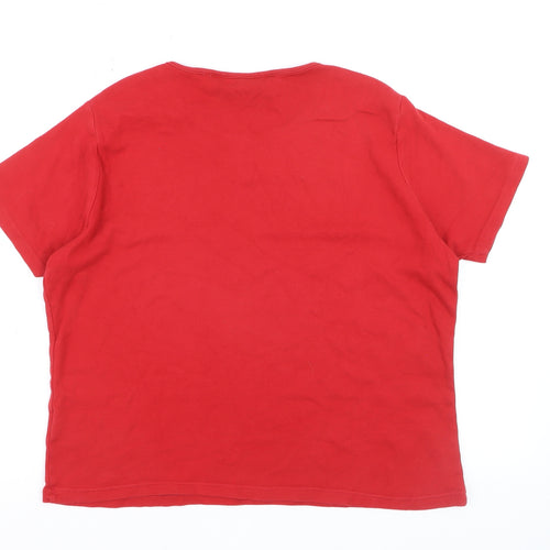 EWM Women Red Cotton Short Sleeve Basic T-Shirt Size 18