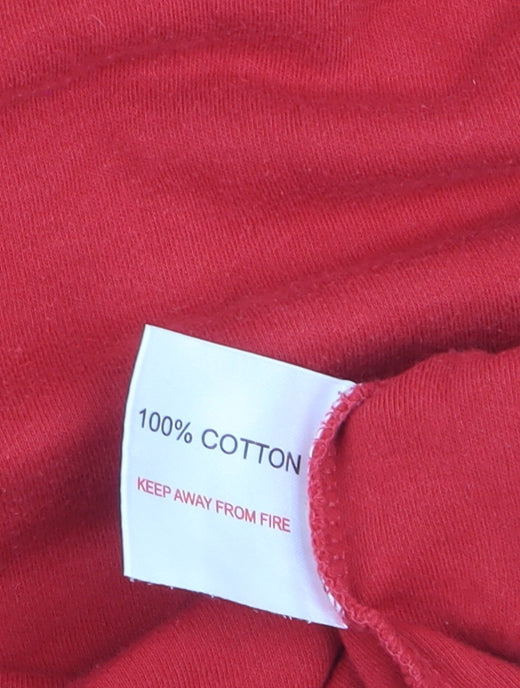EWM Women Red Cotton Short Sleeve Basic T-Shirt Size 18