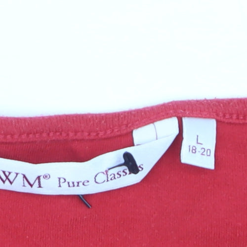 EWM Women Red Cotton Short Sleeve Basic T-Shirt Size 18