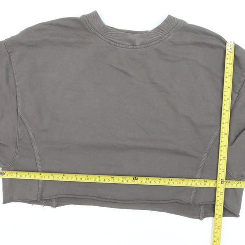 Bershka Women Grey Cropped Pullover Sweatshirt Size S