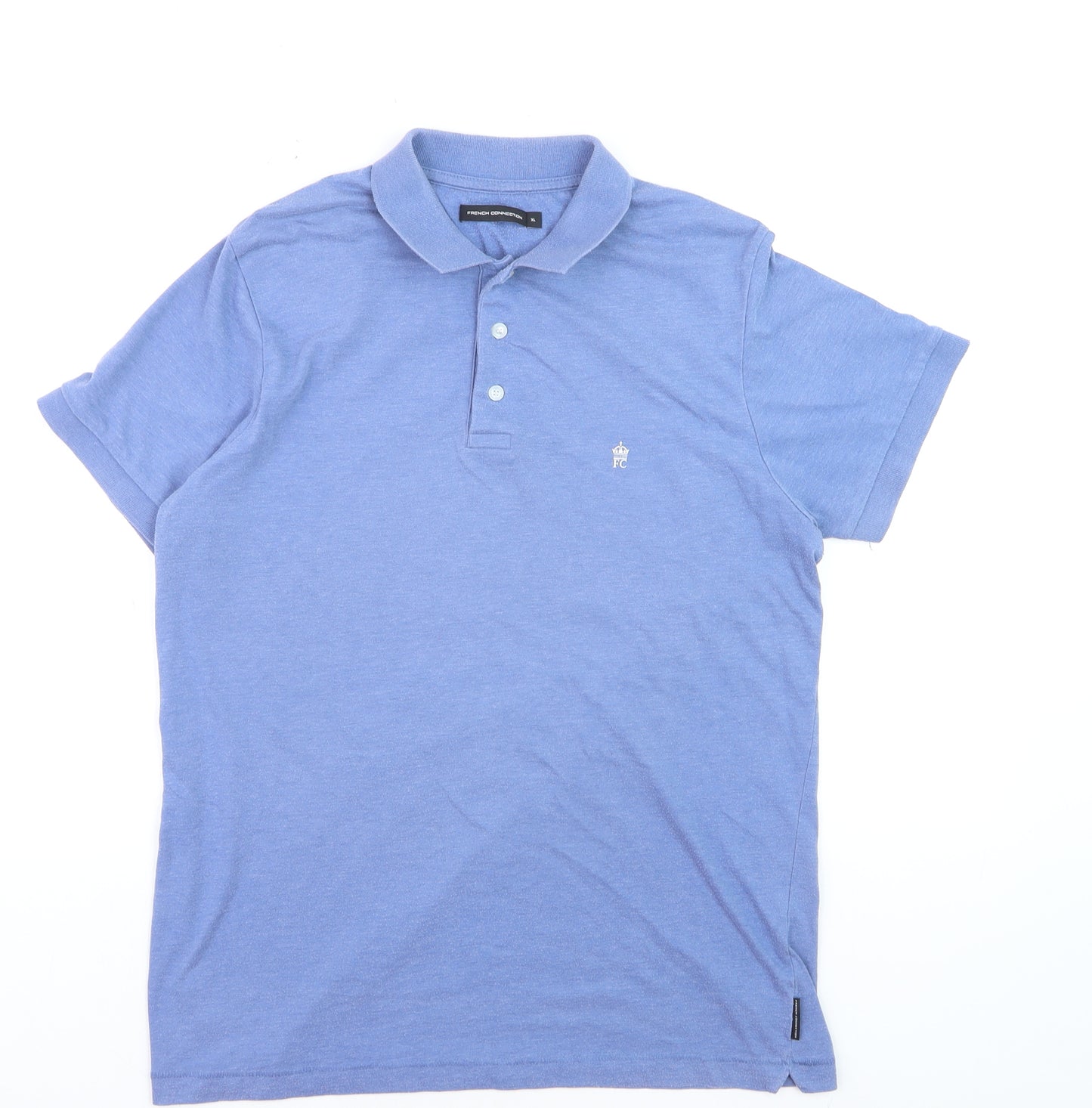 French Connection Men's Blue XL Polo Shirt Cotton Blend