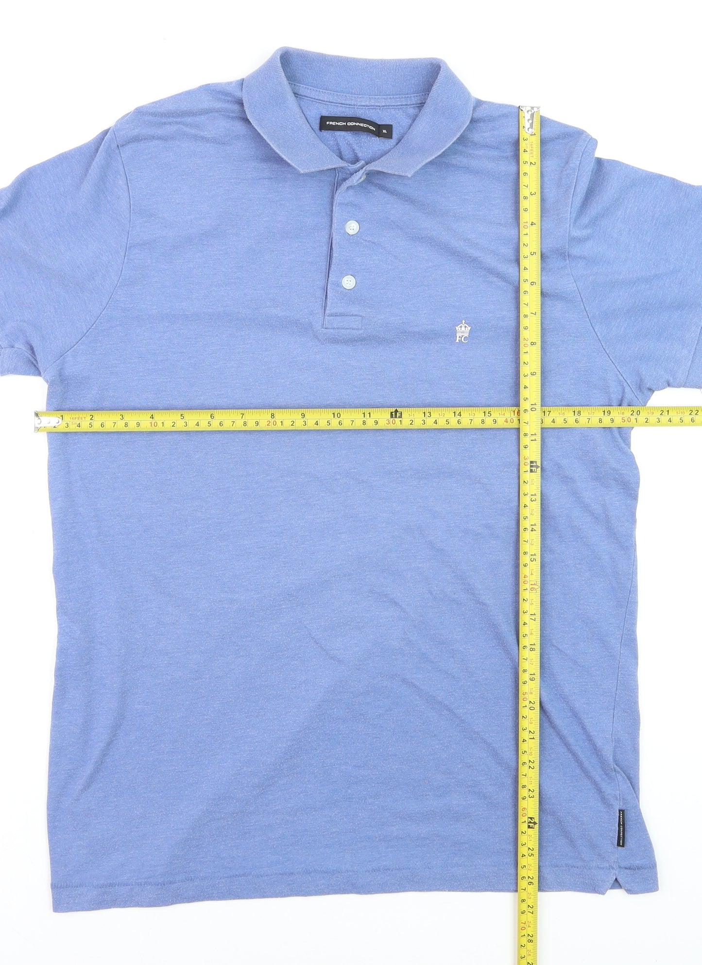 French Connection Men's Blue XL Polo Shirt Cotton Blend