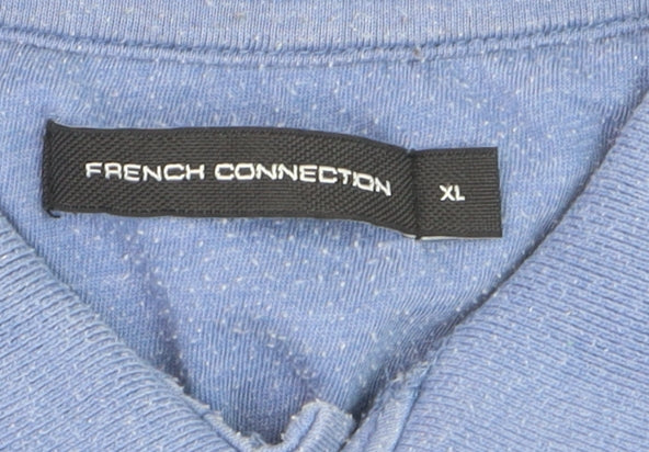 French Connection Men's Blue XL Polo Shirt Cotton Blend