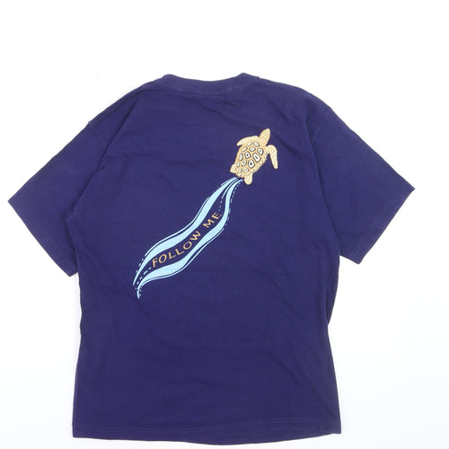 Pineapple Studio Men’s Blue Cotton Turtle Graphic T-Shirt M