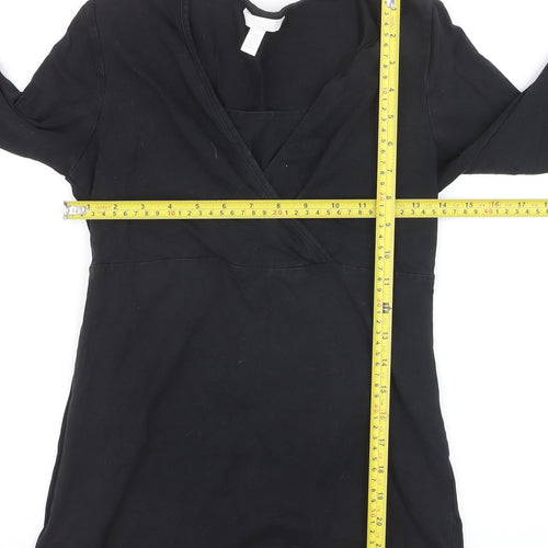 H&M Maternity Black Wrap Jersey Long Sleeve V-Neck Blouse Size 8