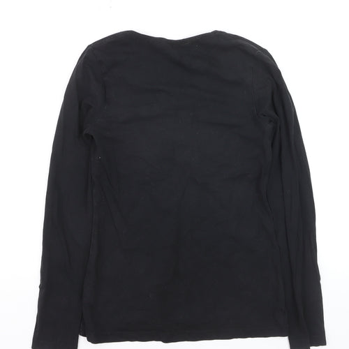 H&M Maternity Black Wrap Jersey Long Sleeve V-Neck Blouse Size 8