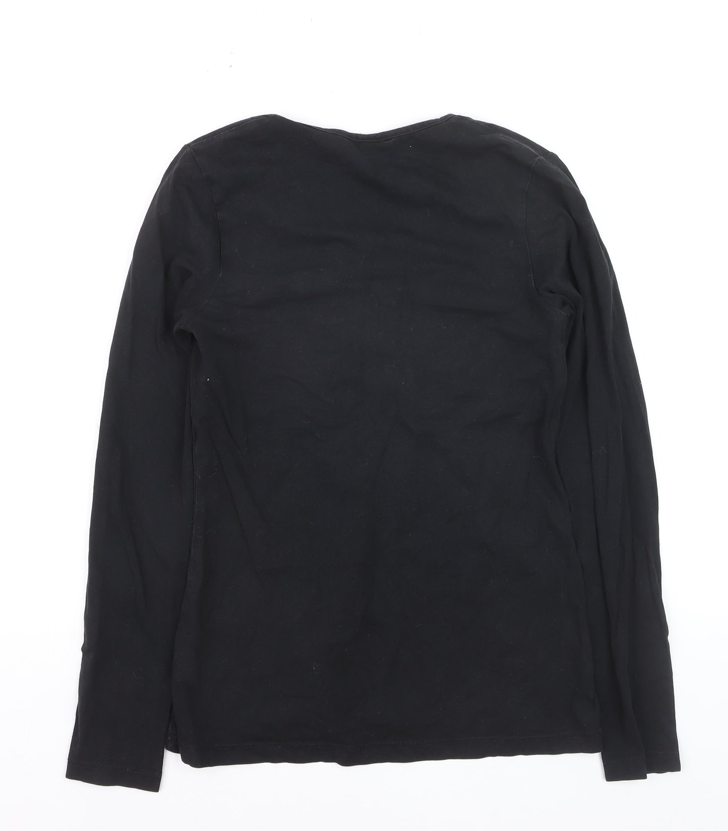 H&M Maternity Black Wrap Jersey Long Sleeve V-Neck Blouse Size 8