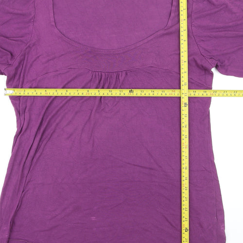 H&M Collection Women’s Purple Viscose Short Sleeve Scoop Neck Blouse L