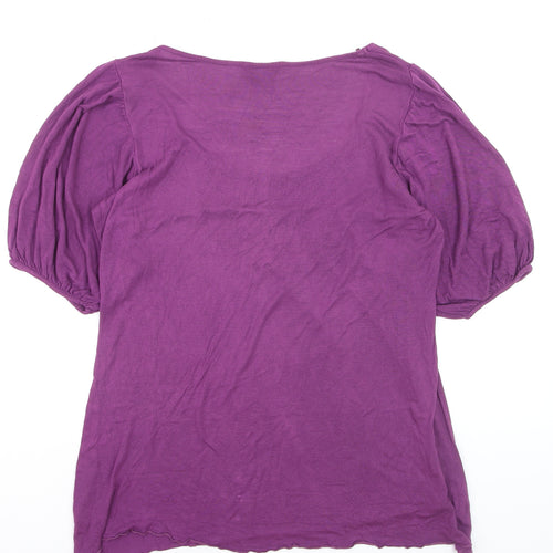 H&M Collection Women’s Purple Viscose Short Sleeve Scoop Neck Blouse L