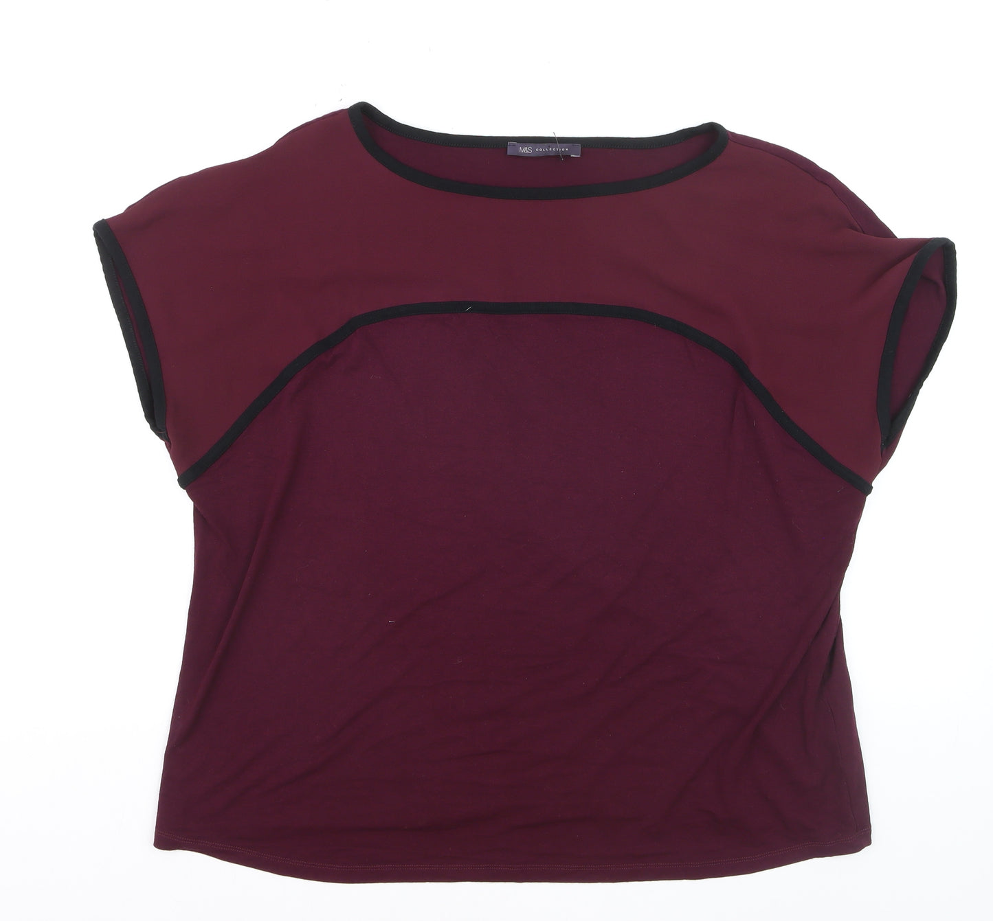 Marks and Spencer Women's Red Short Sleeve Basic Stretch T-Shirt Size 18