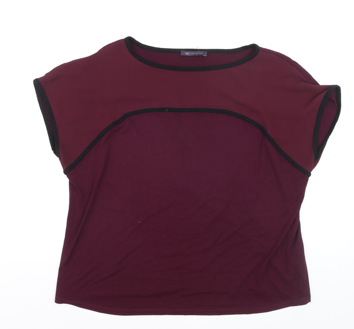 Marks and Spencer Women's Red Short Sleeve Basic Stretch T-Shirt Size 18