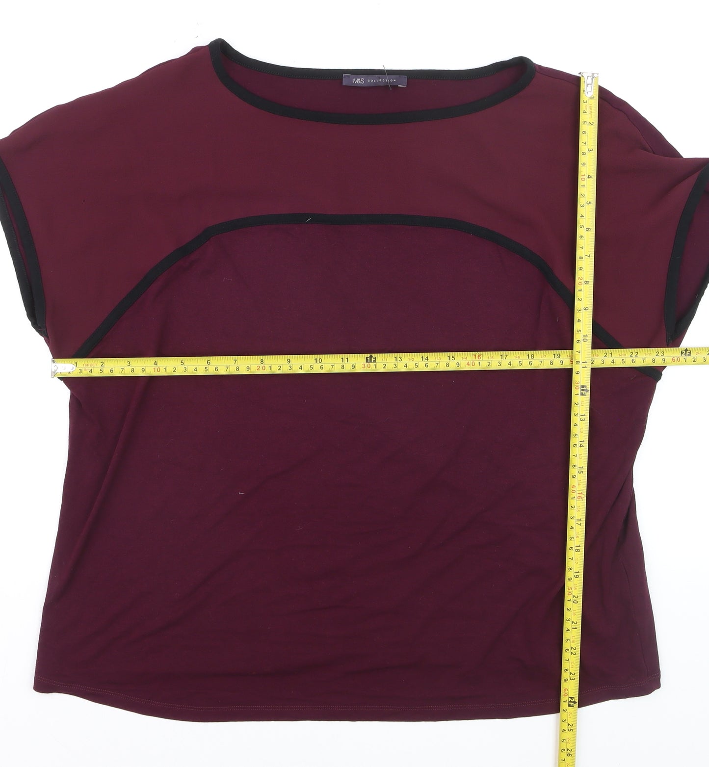 Marks and Spencer Women's Red Short Sleeve Basic Stretch T-Shirt Size 18