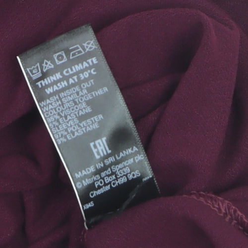 Marks and Spencer Women's Red Short Sleeve Basic Stretch T-Shirt Size 18